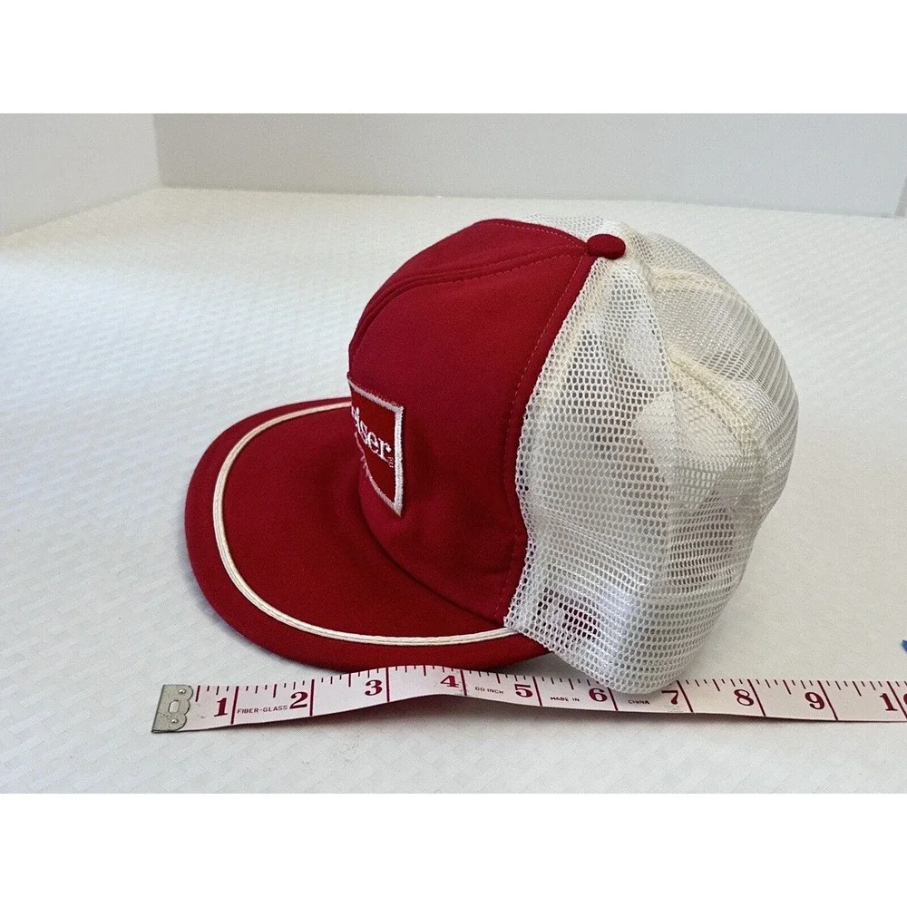 Vintage Budweiser Beer Patch Trucker Hat - Red / White Snapback Cap Made in USA - Picture 9 of 14